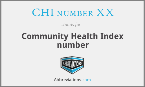 CHI number XX - Community Health Index number